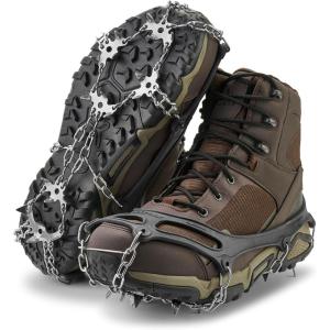 Yaktrax Adventure Grip – Durable Winter Traction Device with Stainless Steel Spikes for Ice and Snow, Flexible Thermoplastic Rubber Upper, Fits Various Footwear, Ideal for Hiking and Mountaineering(Medium)