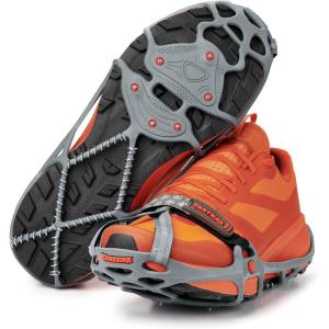 Yaktrax Run Traction Cleats for Running on Snow and Ice(Gray/Red)